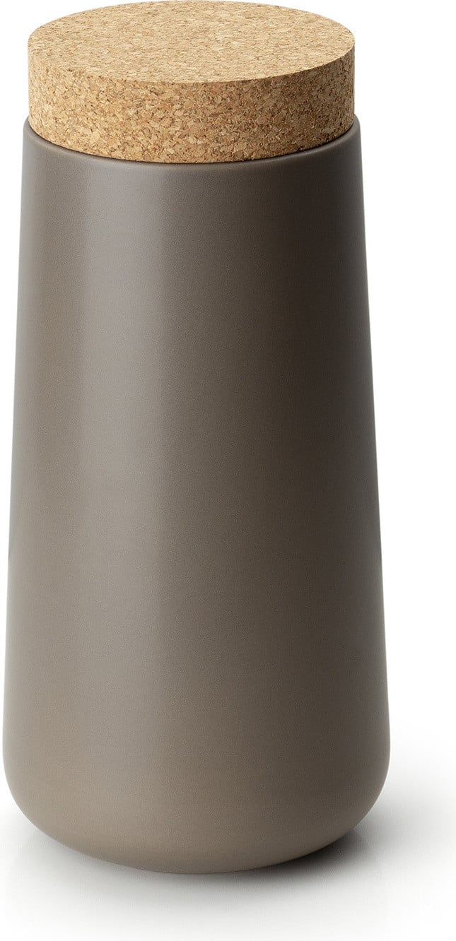 Continenta Keramische voorraadpot met kurken deksel, taupe mat