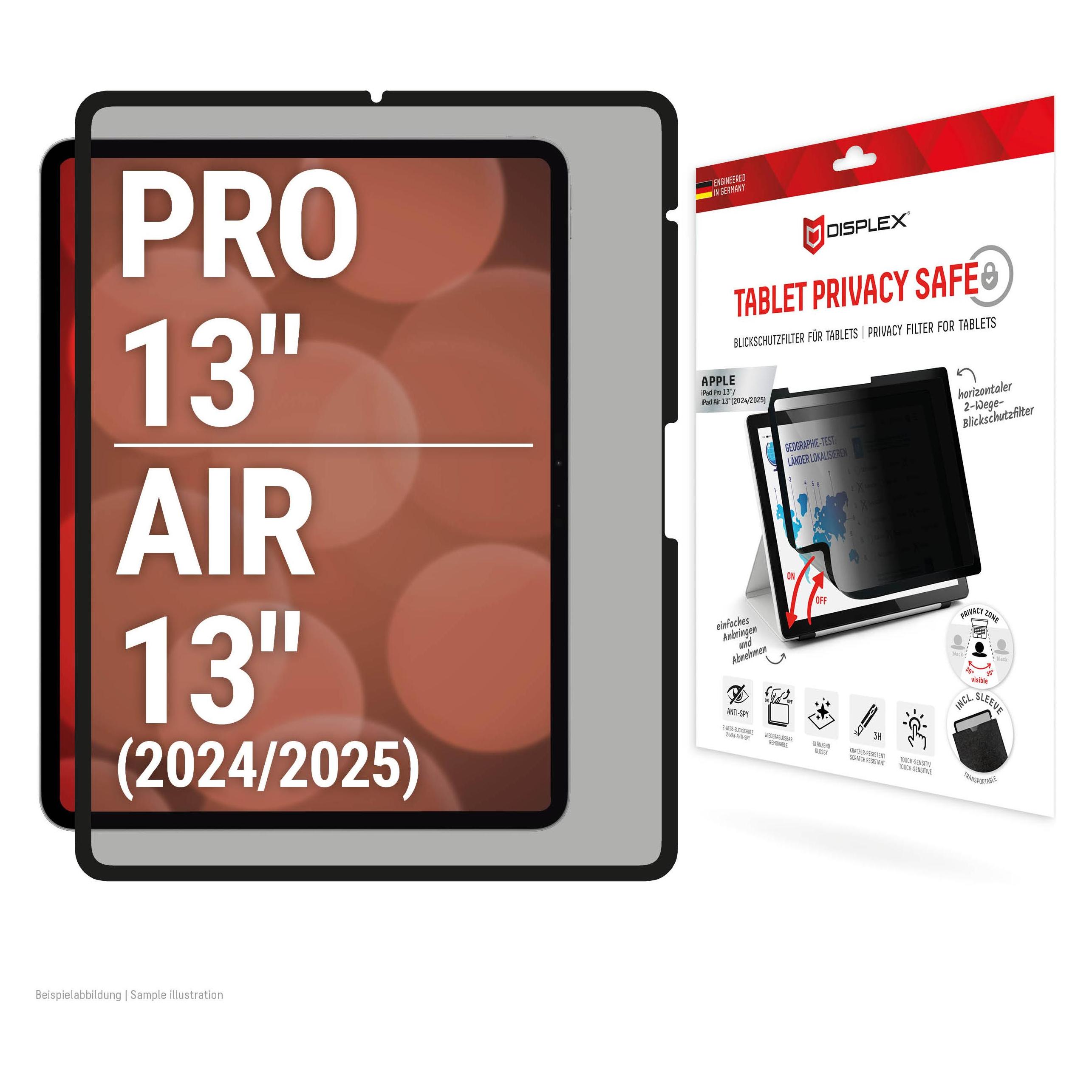 Displex Tablet Privacy Safe, Tablet Blickschutzfolie (1 Stk., Apple iPad Air 13 2024, Apple iPad Air 13 2025) (01985)