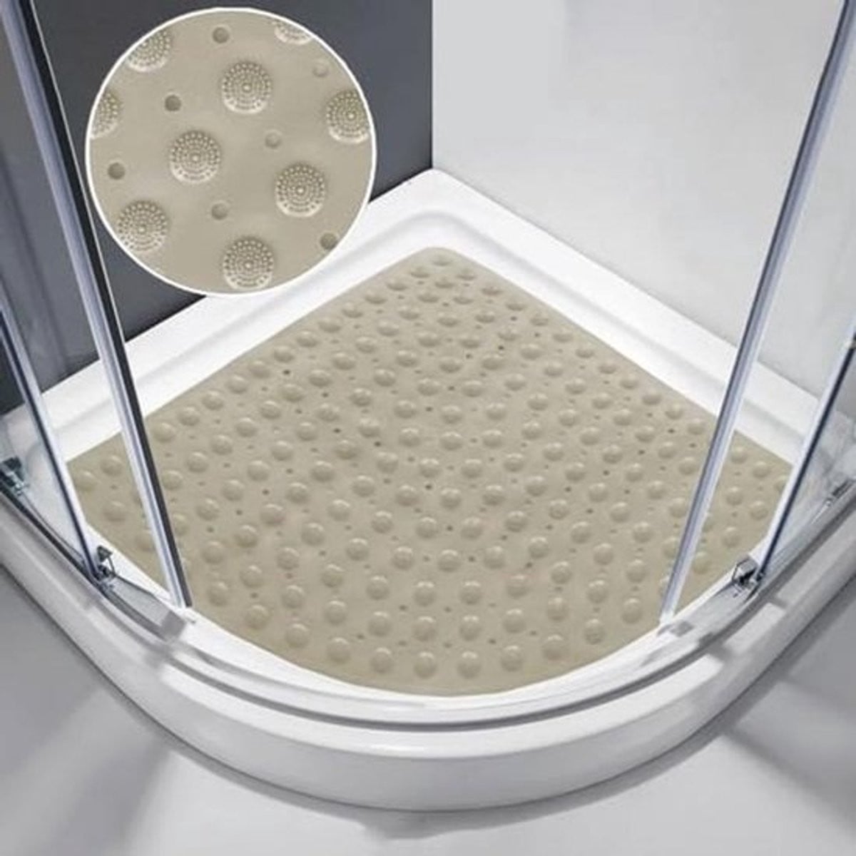 Antislip Hoekdouchemat 70x70 cm - Vierkante Badmat met Zuignappen en Afvoergaten - Machinewasbare Massagemat