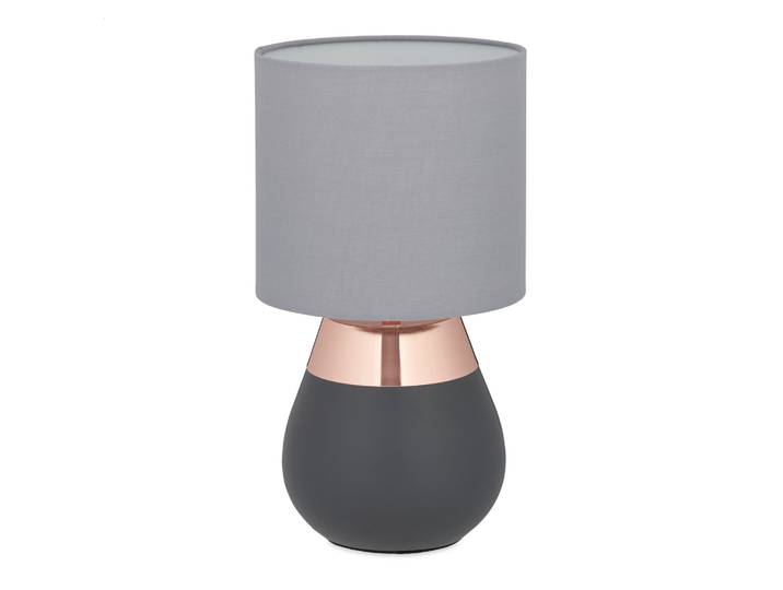 Nachttischlampe Touch oval Anthrazit-Kupfer-Grau
