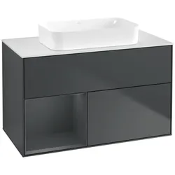 Villeroy und Boch Finion Waschtischunterschrank F651HGHG 100x60,3x50,1cm, Regal links Midnight Blue Matt Lacquer, Midnight Blue Matt Lacquer