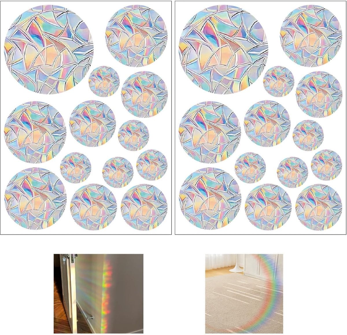Vogelwerende Raamstickers Rond - UV-veilig Glasdecoratie met Regenboogeffect (26 stuks)