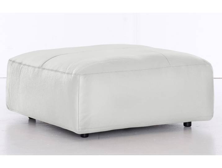 Hocker, Flachgewebe & Leder, Weiß, 100×43×100 cm, Landhaus, Musterring LUCIA