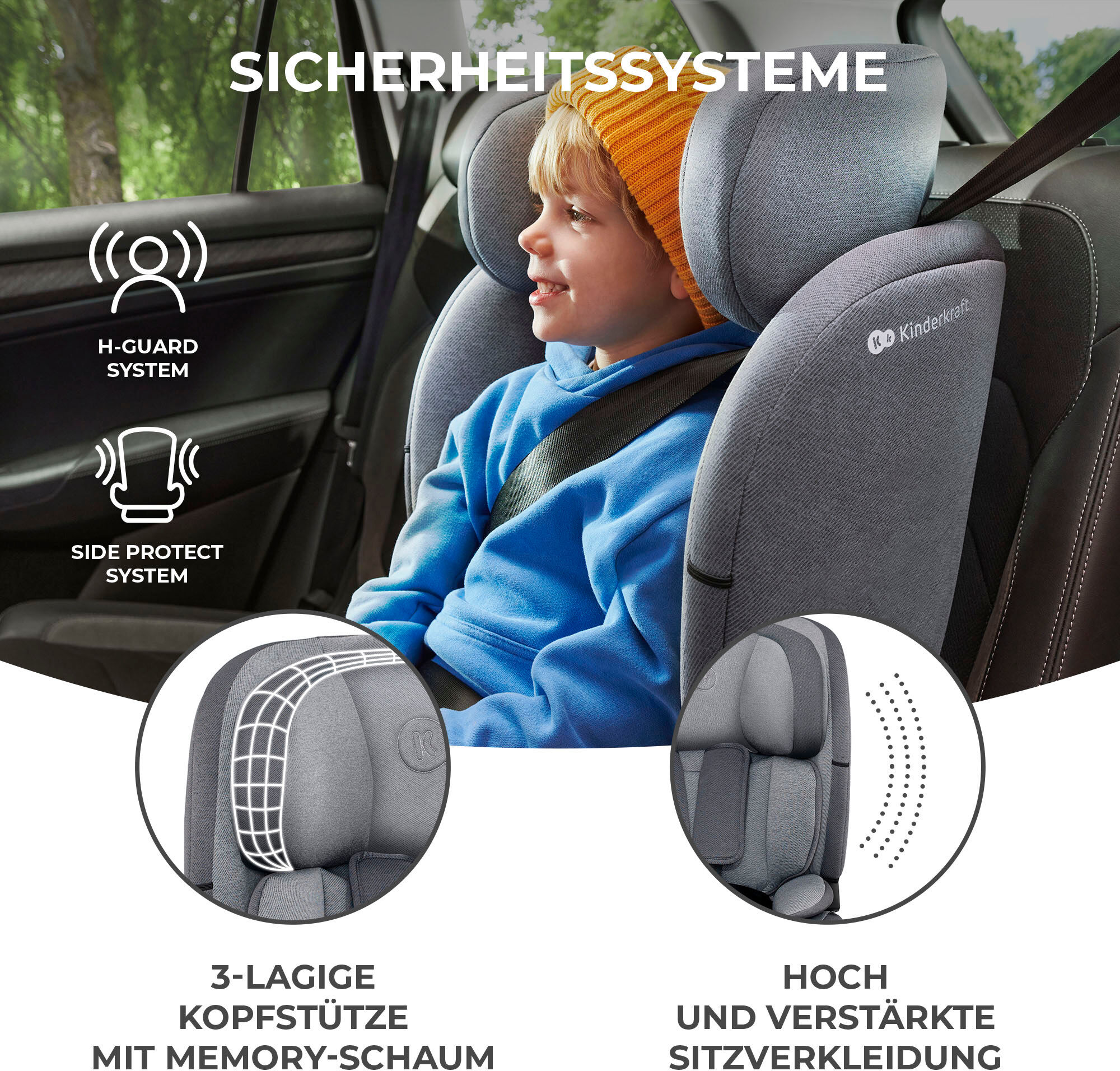 Autokindersitz KINDERKRAFT "ONETO3 i-Size", Baby, grau, Materialmix, Kindersitze Autokindersitz