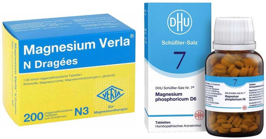 Magnesium Verla N Dragees und DHU Schüßler-Salz Nummer 7 1Set