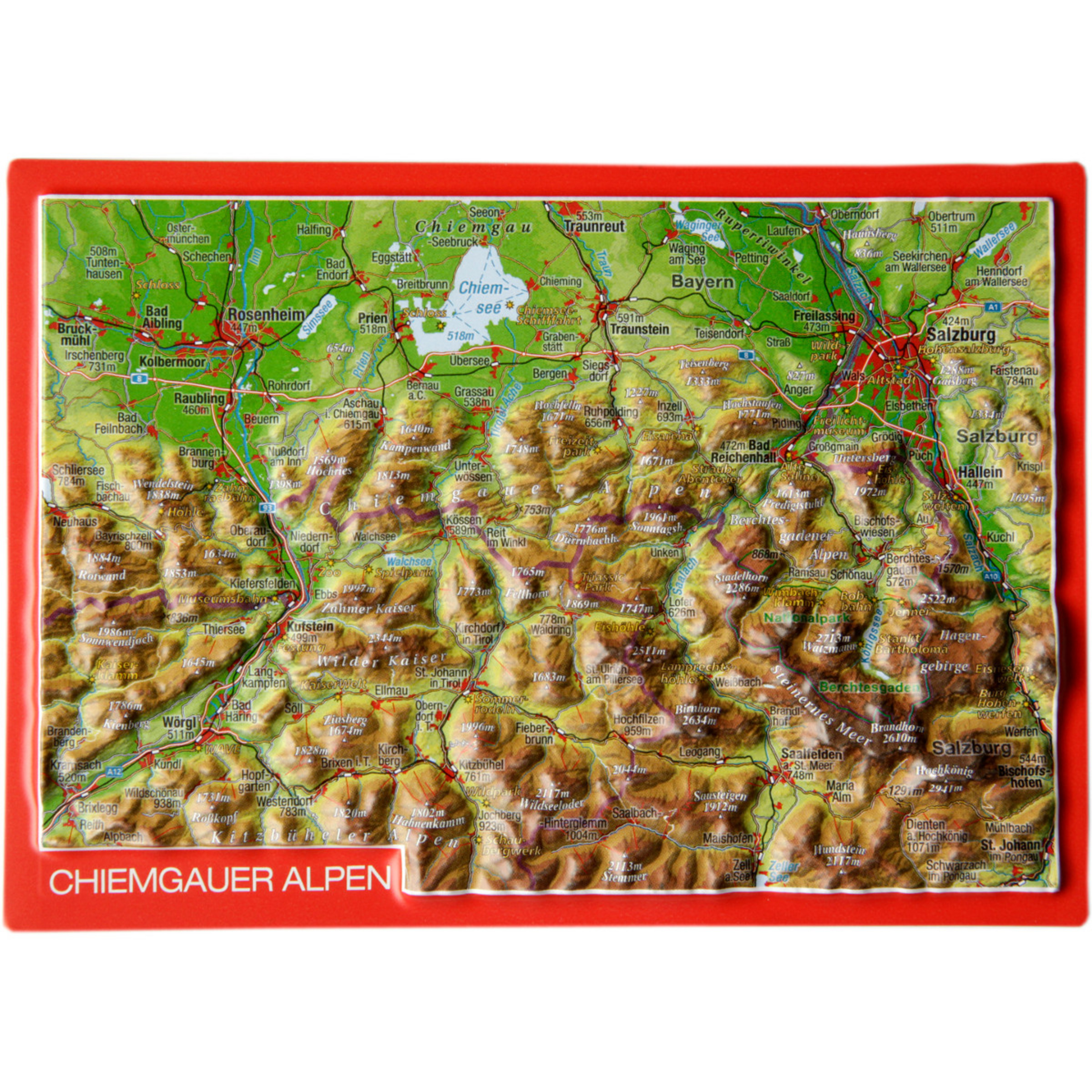 Georelief 3D Reliefpostkarte Chiemgauer Alpen Postkarten