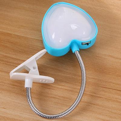 United Mini Love Heart Clip LED Reading Lamp Eye Protect Desk & Keyboard Light blue