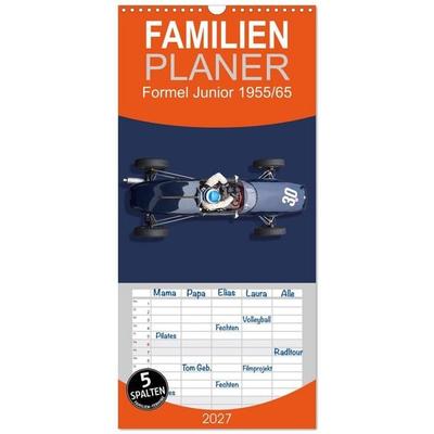 Familienplaner 2027 - Legenden des Rennsports - Formel Junior 1955-1965 mit 5 Spalten (Wandkalender, 21 x 45 cm) CALVENDO