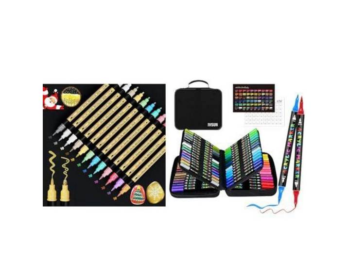 Acrylstifte Set 72-teilig mit Metallic-Effekt, Mehrfarbig, Kunststoff, 1x1x15 cm, Dekoration, Malbedarf & Bastelbedarf