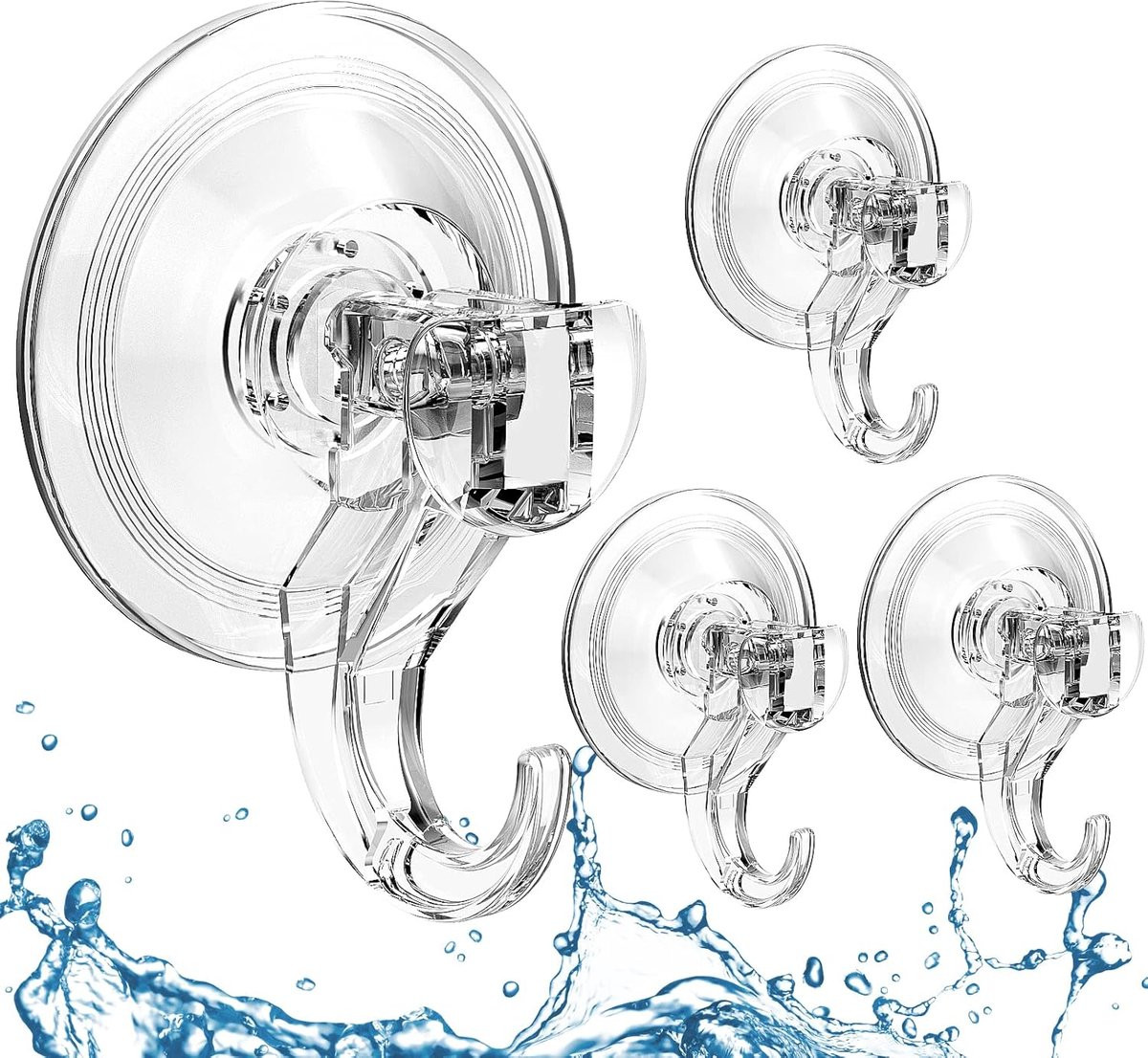 Set van 4 Heavy Duty Zuignap Haken - Transparant & Waterdicht - Ideaal voor Badkamer en Keuken