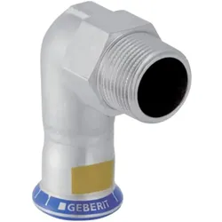 Geberit, Rohrverbindungstechnik, Gas-Übergangswinkel Mapress 90Grad mit AG, Edelstahl, d= 18mmxR 1/2 (Winkelverbindung)