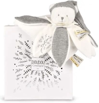 Collection Anniversaire : Doudou plat pétales Ours Gris 25 cm - Doudou et compagnie