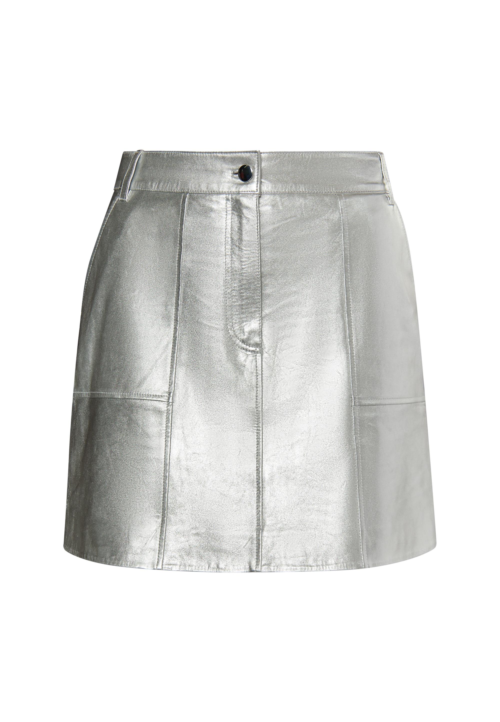 Faina Leren rok Dames zilver