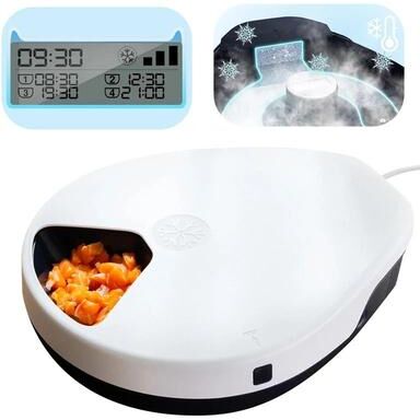 Inspired Finds Smart Refrigerated Automatic Wet Food Feeder With 5 Timed Meals Smart Refrigerated Automatic Wet Food Feeder With 5 Timed Meals