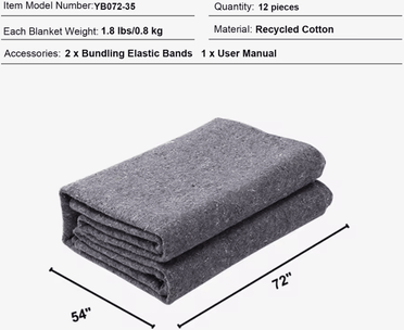 Inspire Curations Heavy Duty Moving Blankets For Furniture Protection 12 Pcs