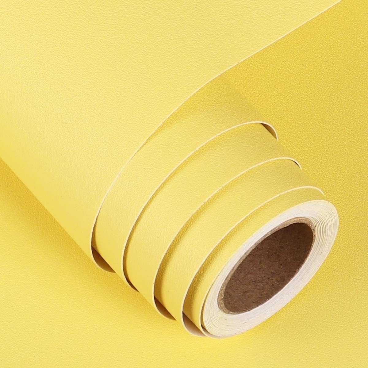 SnelShoppen FunStick Contactpapier Behang - Zelfklevende Waterdichte PVC Decoratiefolie - Geel - Breedte: 30 cm, Lengte: 5 m