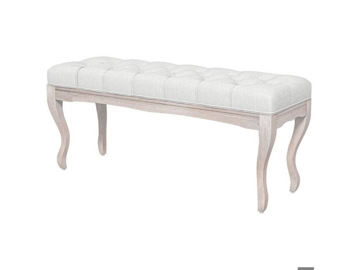 Banc de Bout de Lit Rembourré avec Pieds en Bois 110 x 37 x 49 cm Crème - Charge Max 120 kg