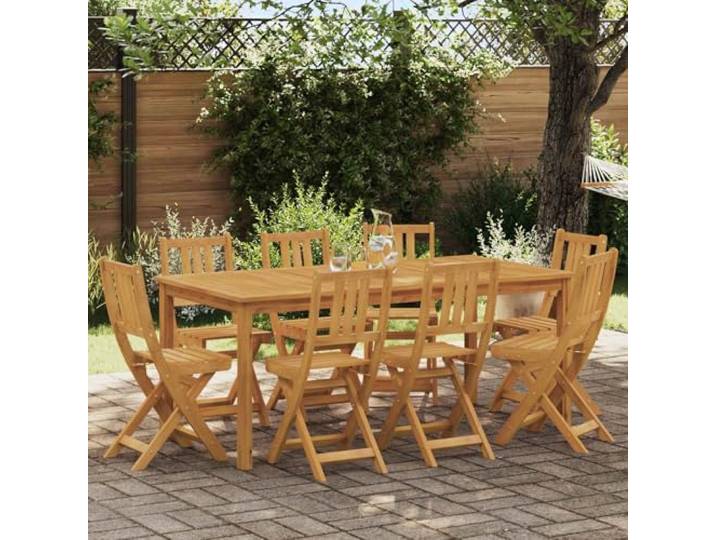 TUERYAFEK Akazienholz Bistro Stühle Natur 8 Stück Geölte Oberfläche, faltbares Design, abnehmbare Sitzkissen, für Terrasse und Balkon