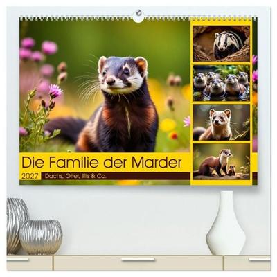 Die Familie der Marder (hochwertiger Premium Wandkalender 2027 DIN A2 quer), Kunstdruck in Hochglanz