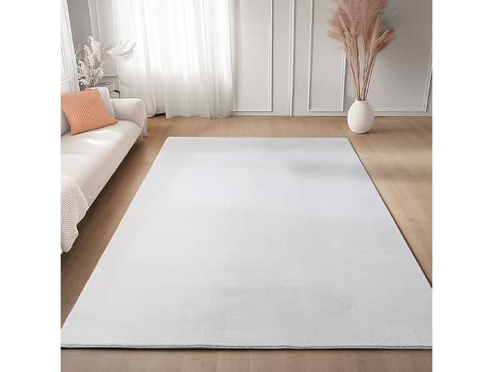 Carpettex Tapis Poils Courts 200x280 cm Blanc Lavable Uni Doux
