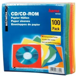 Hama CD/DVD/Blu-ray-Papierhüllen - 100 Stück farbig mehrfarbig, 12.5x12.5 cm