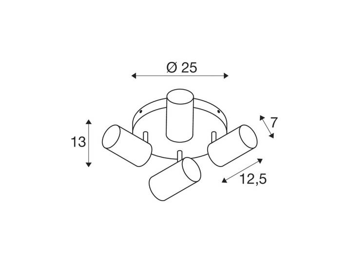 SLV Asto Tube Deckenspot GU10 4-flg. Rondell weiß Tube, dimmbar, weiß / opal, für Wohn- / Esszimmer, Aluminium, Modern, Deckenlampe