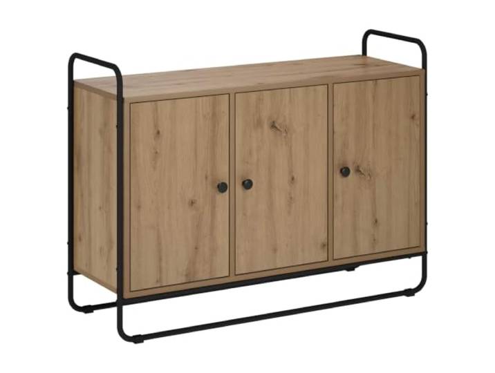 Favemtsl Sideboard Küchenschrank Kommode 102x35x75cm Artisan-Eiche Kompakte Anrichte mit 3 Türen und stabilen Stahlbeinen für geordneten Stauraum in Esszimmer, Küche oder Flur.