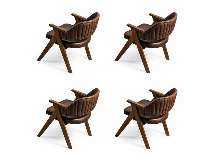 Xlmoebel Esszimmerstuhl Moderne braune Esszimmerstühle im 4er Set für Komfort und Stil (4er Set), Made in Europa
