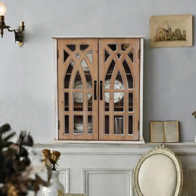Ashbury Wall-Mounted Accent Cabinet Solid Wood with Decorative Cutout Doors and Farmhouse Storage by GDFStudio