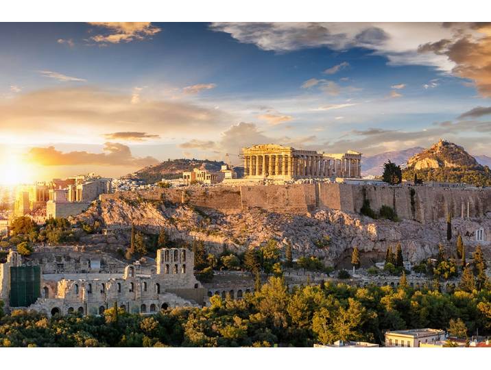 Fototapete PAPERMOON Griechenland Akropolis in Athen , bunt, B:4m L:2,6m, Vlies, Tapeten, Fototapete