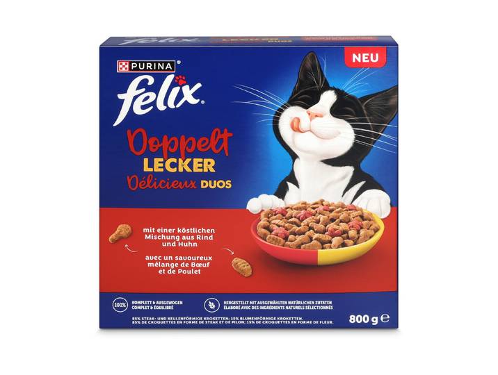 Felix Doppelt Lecker Katzen-Trockenfutter Adult Fleisch