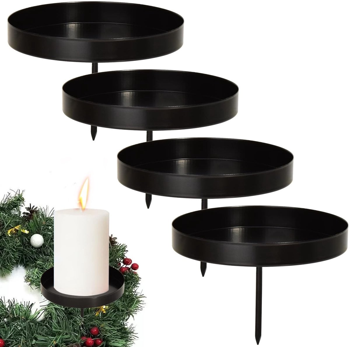 Set van 4 kandelaren voor advent en decoratie