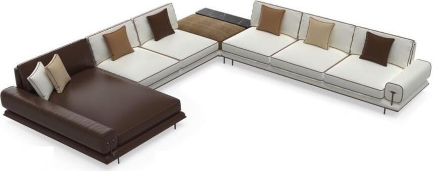 Modern U-vormig hoeksofa met relaxfunctie en houten design voor de woonkamer
