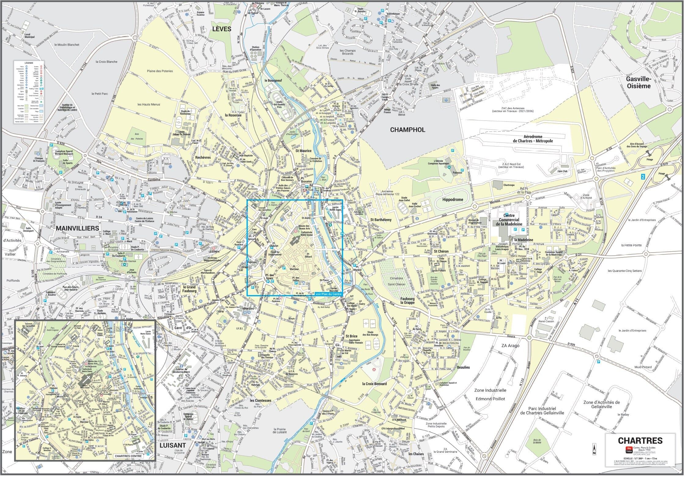 Poster de ville - Chartres (100 x 70 cm)   Blay Foldex - PVC 3 mm