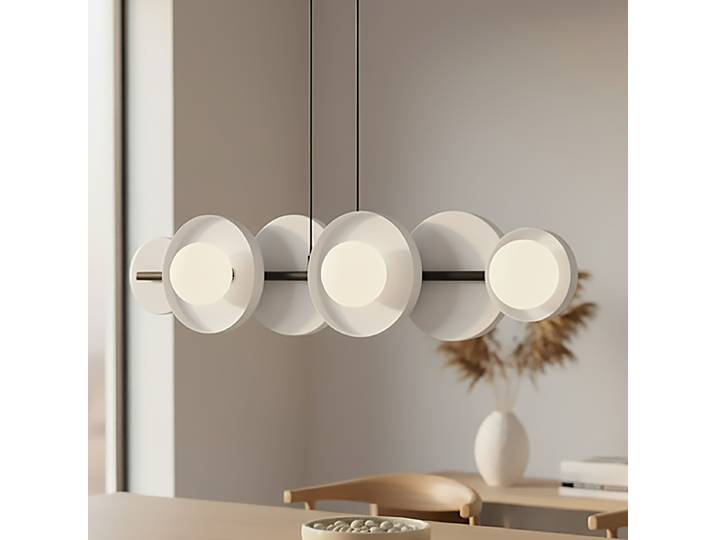Pendelleuchte Model 85 x 120 x 23cm Weiß/Weiß 6 Opalglas, Stahl G9