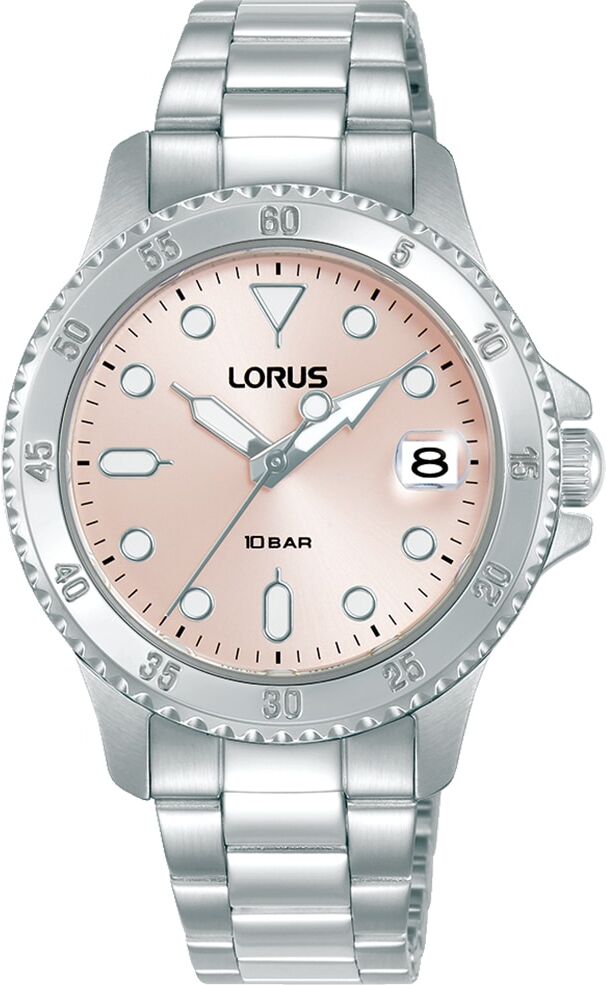 Quarzuhr LORUS "Sports Quarz", rosa (silberfarben, rosé, rosa), Armbanduhren, Damen, silberfarben, Quarzuhr, Armbanduhr, Damenuhr, Edelstahlarmband, analog, Tag