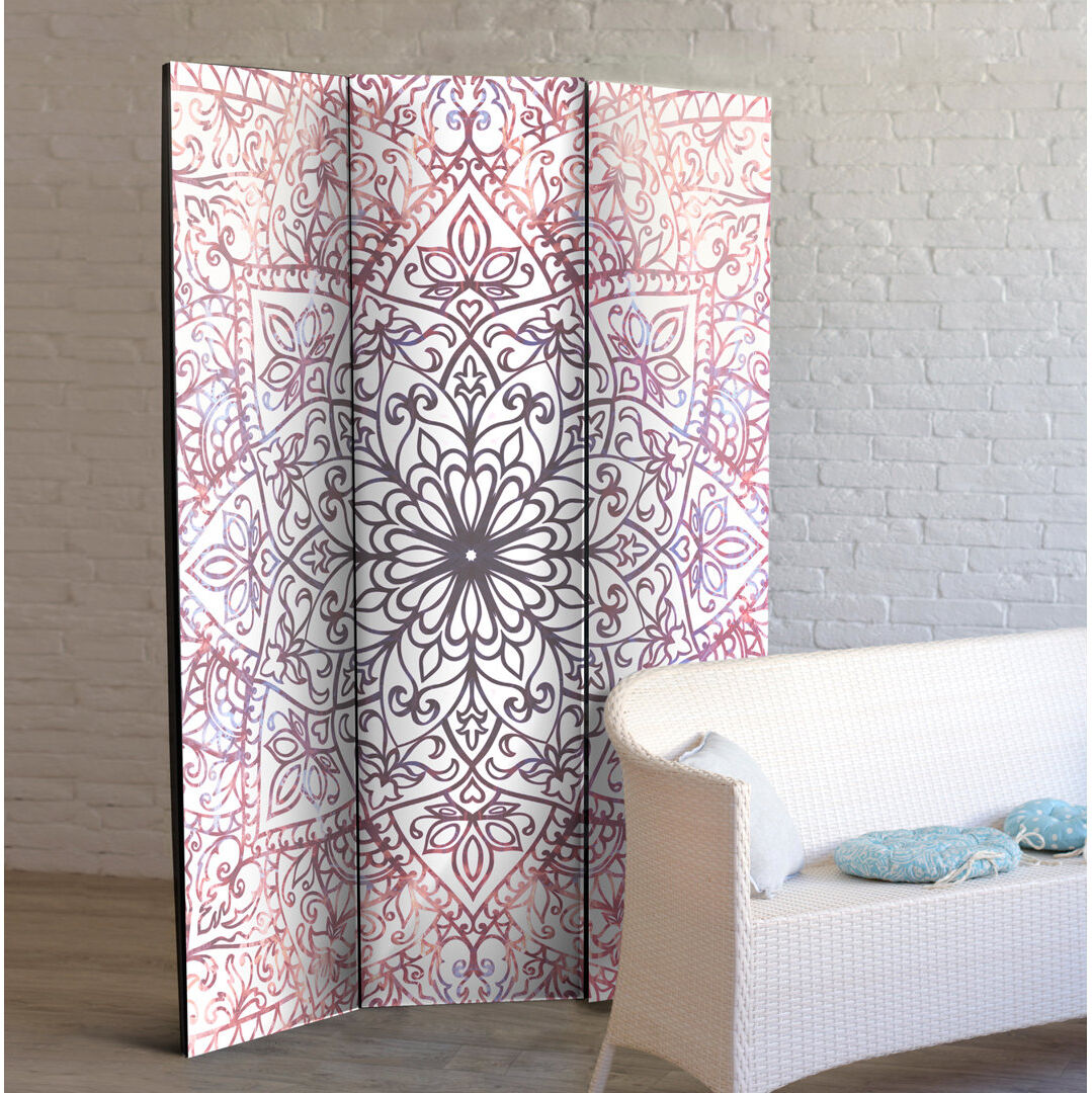 World Menagerie Isla 172cm H Solid Wood Folding Room Divider Pink 172cm H X 135cm W X 3cm D