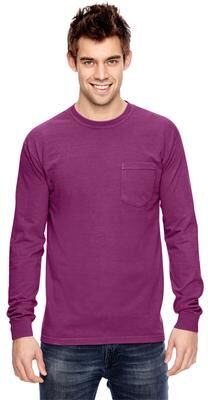 Comfort Colors C4410 Garment-Dyed Heavyweight Long Sleeve Pocket T-Shirt in Boysenberry size 2XL   Cotton 4410, CC4410