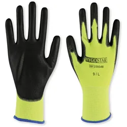 HYGOSTAR Feinstrickhandschuhe mit 1/4 PU-Beschichtung Neon Ace S 12 Paar