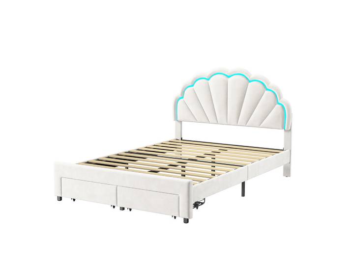 Polsterbett 160x200 cm, Beige, mit Lattenrost, Weiß, Mode, 140x200 cm, Schlafzimmer, Betten, Polsterbetten