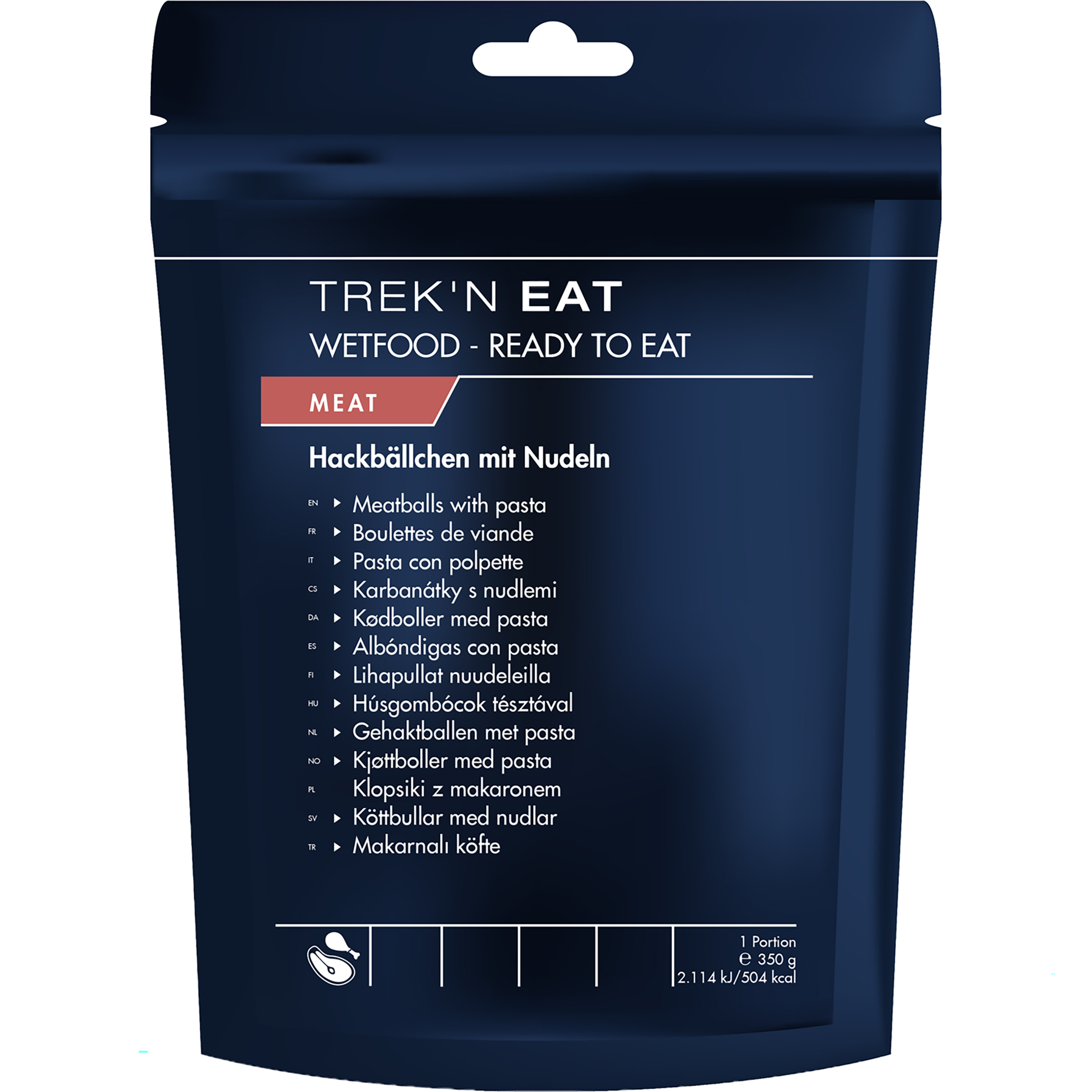 Trek'n Eat Ready to Eat Hackbällchen mit Nudeln Trekkingnahrung blau Größe 350g