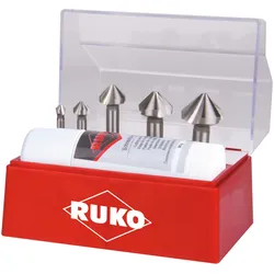 RUKO Kegelsenker-Satz DIN 335 Form C 90° HSS-Co 5 + Schneidpaste 50 ml - 6-tlg. - 102142E
