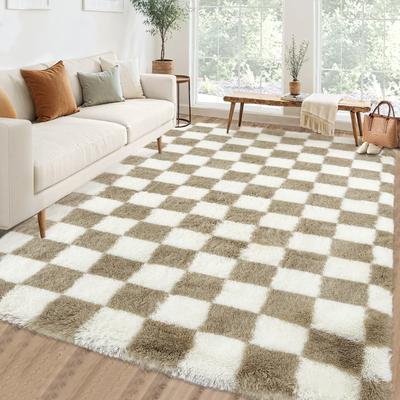 "Garvee Modern 8'x10'Area Rug,Modern Geometric Fluffy Plush Washable Rug - 2'3"" x 12' Runner"