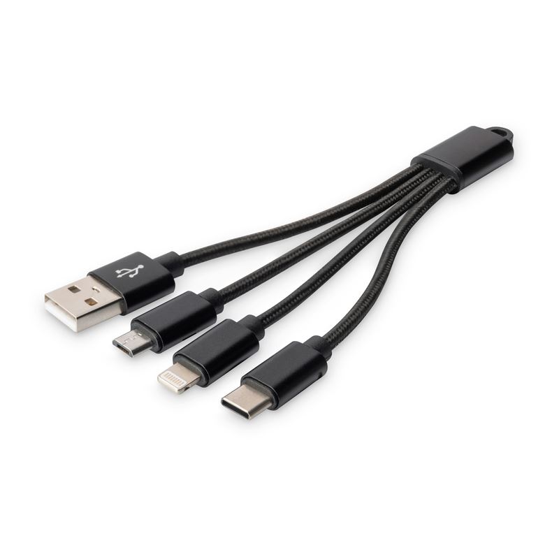 Digitus 3-in-1 Ladekabel USB A Lightning + Micro USB + USB-C (DB-300160-002-S)