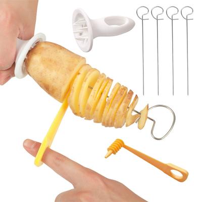 1Set Stainless Steel Potato Slicer, Manual Twisted Potato Spiral Cutter, Creative Vegetable Tool For Uniform Slices 2 Set