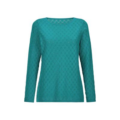 Rundhalspullover GOLDNER "Strickpullover mit Wabenstruktur", Damen, Gr. 38, grün (smaragd), Obermaterial: 50% Baumwolle CO. 50% Polyacryl PAN., gerade, U-Boot-Ausschnitt, Pullover Rundhalspullover, hochwertiger Ajorstrick