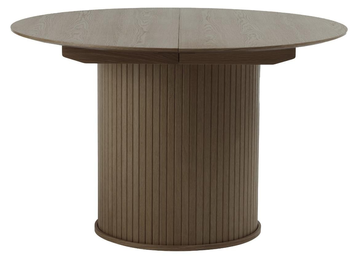 Giga Living Eettafel Nola Smoked Eiken, Ronde Uitschuifbare Tafel, Ø120-167 cm