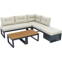 STILVORA Gartenmöbel-Set Polyester Beige 191,5x191,5x79 cm mit Stauraum & Liegefunktion