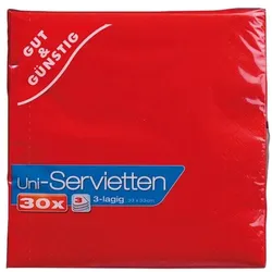 Gut & Günstig Servietten 3-lagig unifarben 30 Stück 33x33 cm rot, 33x33 cm