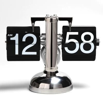 Uplift Picks Modern Automatic Retro Flip Clock With 12H 24H Display single Black (12h)